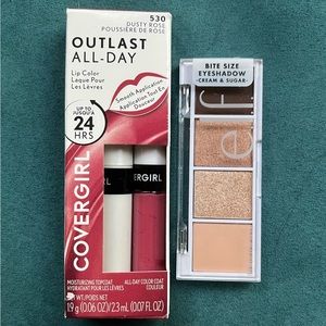 Covergirl Outlast All-day Lip Color, Dusty Rose, & elf eyeshadow cream&sugar